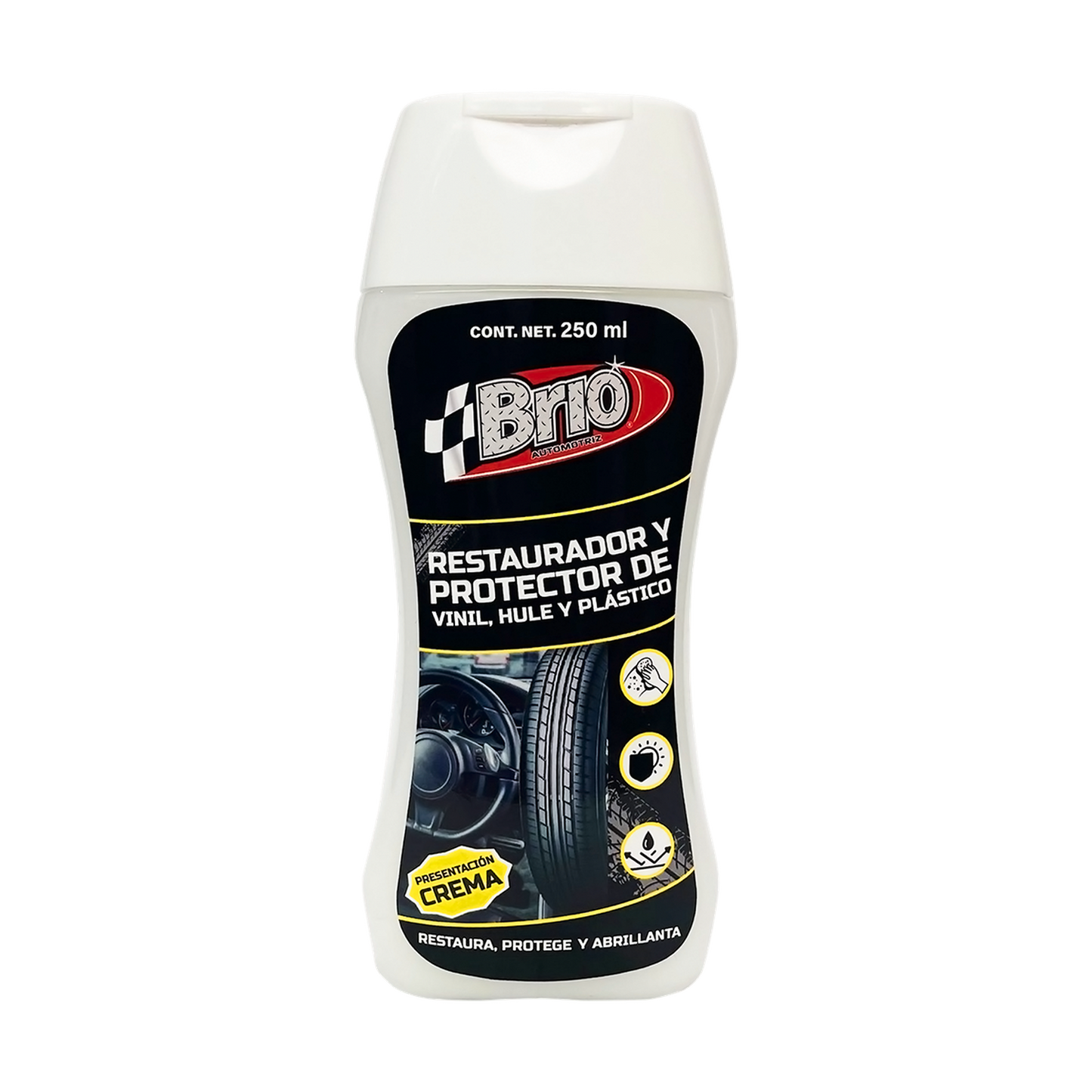 12PK - BRIO RESTAURADOR DE VINIL HULE Y PLASTICO TUBO 250ML